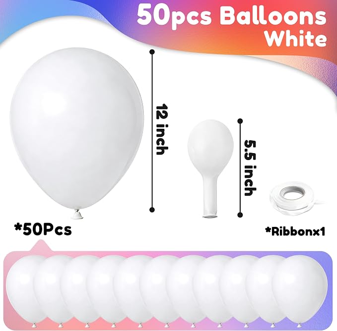 White Balloons, Baby Shower, Anniversary, Graduation, Wedding Decorations - Image 2
