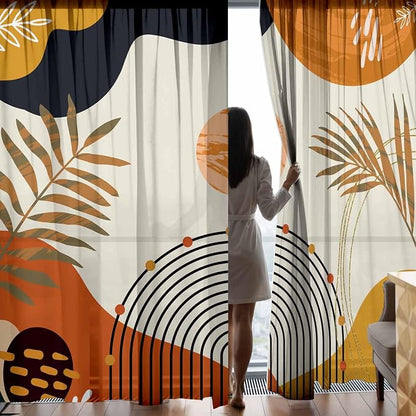 Colorful Boho Curtains Mid Century Modern Semi Sheer Curtains 52X96 Inch - Image 6
