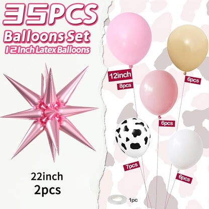 Pink Cow Balloons, 12 Inch Cowgirl Balloons - Image 2