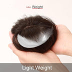 100% Human Hair Clip-on Topper - Machine Handmade Hair Pieces for Thinning Hair Loss women (25CM, BR Brown)