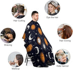 Full Coverage Professional Salon Cutting Barber Hairdressing Cape, Dyeing Salon Apron Sun Moon Stars Constellation Hair Cutting Cloak for Hair Cutting Styling