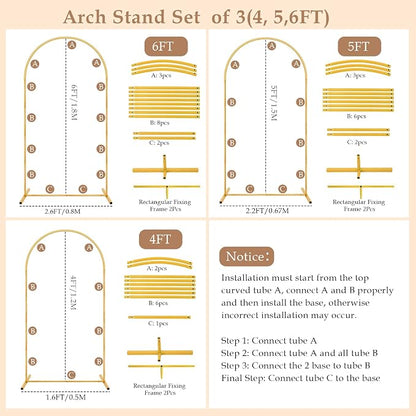 3 Pack Metal Arch Backdrop Stand Balloon Arbor Frame | Party Arch Stands - Image 9