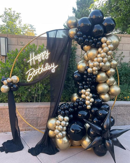 KBZVNAF Black and Gold Latex Balloons 60 Pack 12 inch | Black Metallic Gold - Image 7