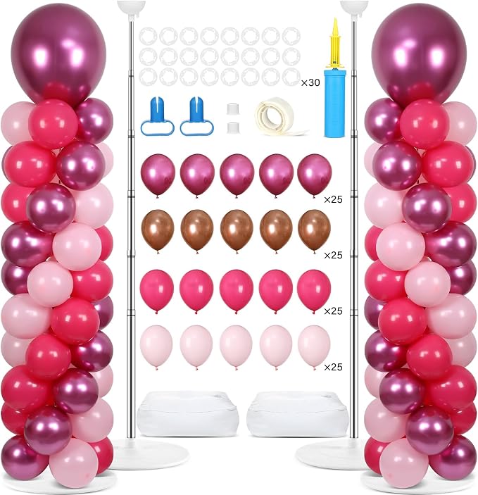 2 Sets Pink Balloon Column Stand Kit by Naozinebi