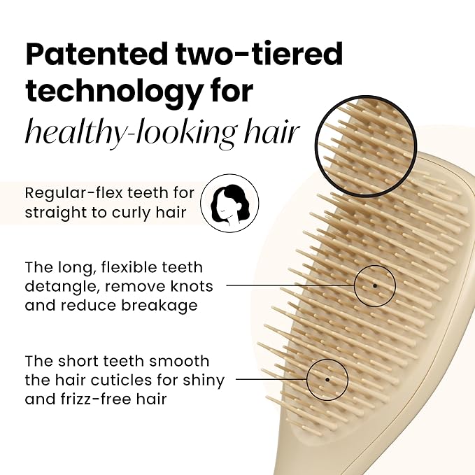 Tangle Teezer Ultimate Detangler Hairbrush, Eliminates Knots & Reduces Breakage, Mini Hair Brush for Travel, Small Hands & All Hair Types, Oat Cream