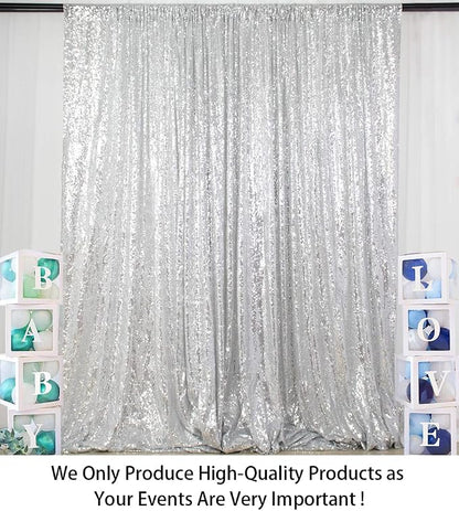 ShinyBeauty 5x7FT Silver Sequin Photo Backdrop Curtain - Image 2