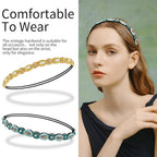 AMCAMI 5Pcs Rhinestone Beaded Headband Crystal Hairbands for Women in 5 Different Patterns - Elastic Headbands for Girls - Vintage Hair Accessories for Party Daily Wear