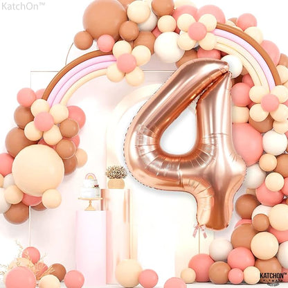 KatchOn Rose Gold Number 4 Balloons 40 Inch, 4 Birthday Decorations | Foil - Image 6