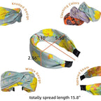 Prodaylab Twist Knotted Headbands for Women Trendy Fabric Embroidery Hair Elastics Wide Hair Bands Soft Non Slip Accessories Hairband for Girls (Sunflower)