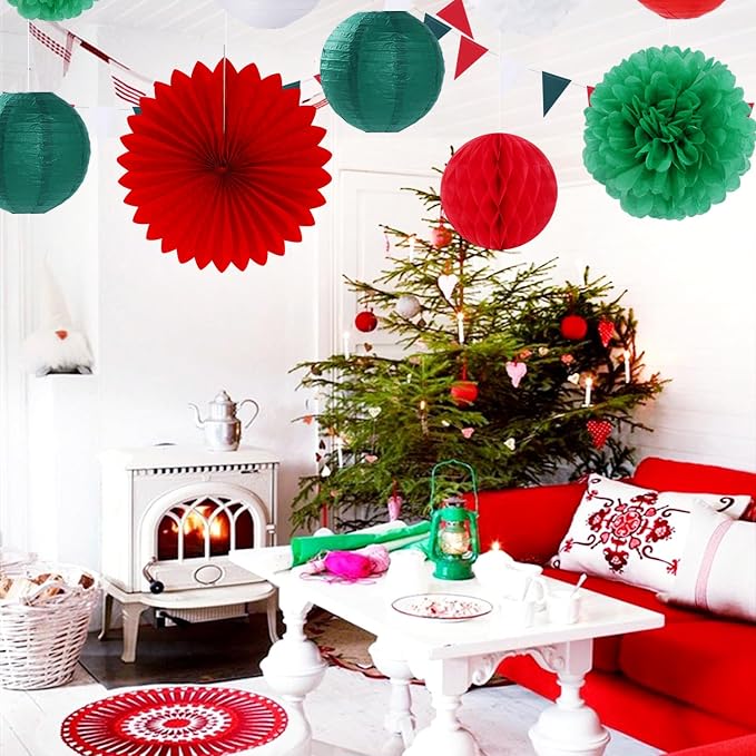 Red Green-White Christmas Party Decorations - Image 4