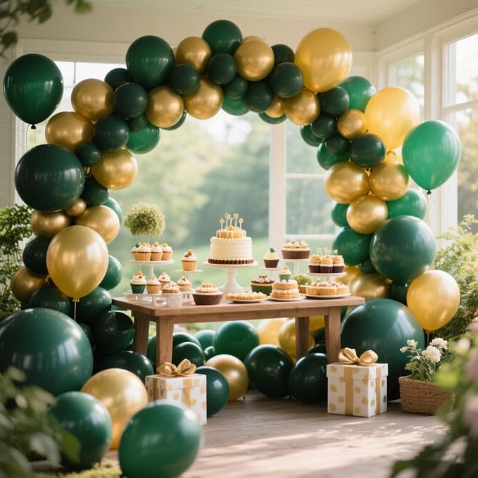 412Pcs Green and Gold Balloon Arch Kit, 18 12 10 5 Inch Different Size Latex - Image 7