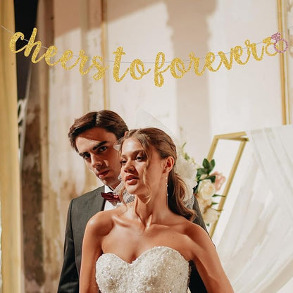 Cheers To Forever Banner for Gold Gliter Engagement/Wedding Banner/Bridal - Image 6