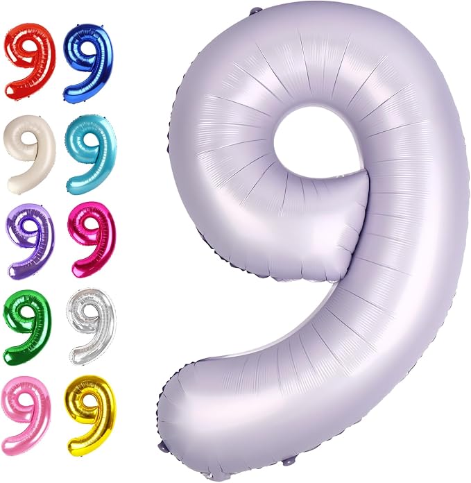 Lilac Number 9 Balloon 40 inch, Lavender Birthday Party Balloons Decorations | by Upgesy