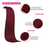 Clip in Hair Extensions Real Human Hair 125g 8pcs 18clips Burgundy Kinky Straight Hair Extensions Clip in Human Hair Clip ins Double Weft Human Extensions for Women Hair Loss and Thinning Hair