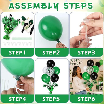 4 Set Green Black Balloon Centerpieces - Image 4