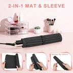 AMIJEAL Oversize Silicone Heat Resistant Mat for Hair Tools, Curling Iron Flat Iron Hair Straightener Holder Mat, Portable Hot Tools Cover Pad for Travel Vanity Salon(14.2" x 11.0")