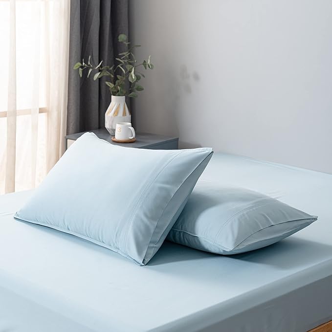Bella Coterie | Luxury Bamboo Viscose King Size Pillowcase Set | 100% Organically Grown | Ultra Soft | Cooling | 2 Pcs [Coastal Blue]