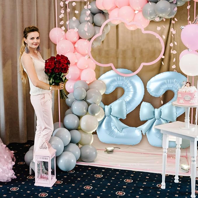 40 Inch Number 2 Balloon with Bow, Coquette Aesthetic Foil Balloon - Image 6