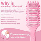 Curl Defining Brush, 4-in-1 Curly Hair Brush – Flexible Styling Brushes for Women and Men, Curls Detangling Hairbrush Featuring a Crescent Shape and Ultra-Smooth Bristles for Wet & Dry Hair - Pink