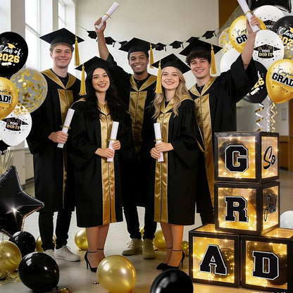 2026 Graduation Decorations Include String LED, Glitter Banner, 4 Black Balloon - Image 6