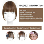 BOGSEA Clip in Bangs 100% Human Hair Bangs with Temples Bangs Hairpieces for Women Clip in Fake Bangs for Daily Wear (Medium Reddish Brown, French Bangs)