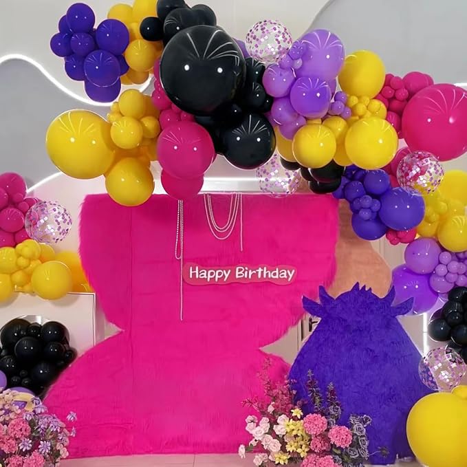 Black Purple Red Yellow Balloon Garland Arch Kit - Image 4