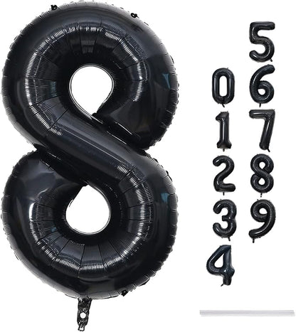 Black Number 8 Balloons, 40 Inch 8th Birthday Foil Balloon - Image 9