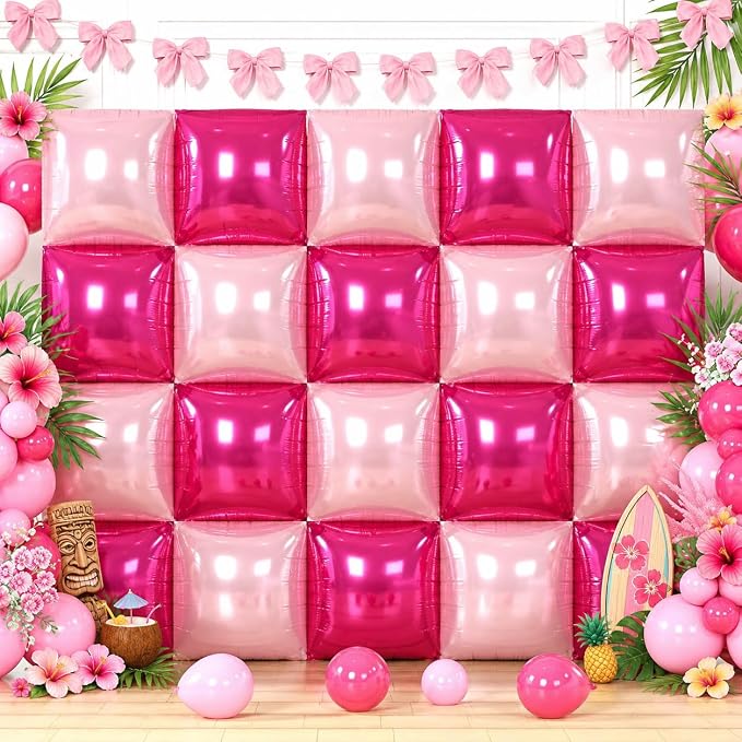 HILAVO Hot Pink Square Balloons Wall by HILAVO