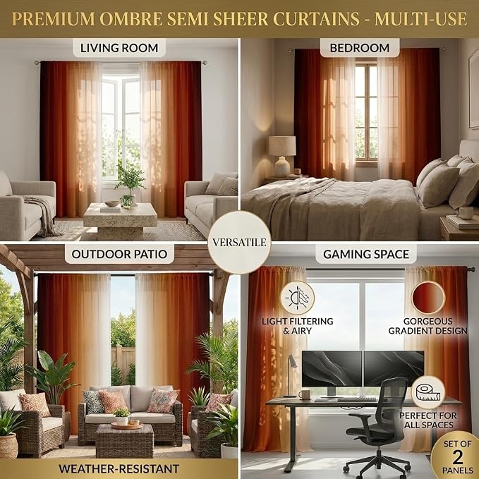 Burnt Orange Curtains 84 Inch Length - Image 5