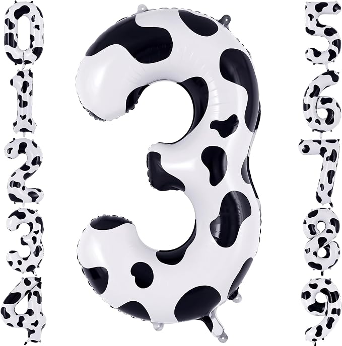 40" Cow Print Foil Number 3 Balloon by TNCDJKPA