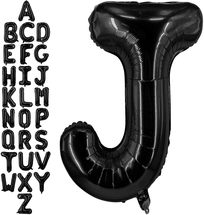 40 Inch Black Letter J Balloons, DIY Phrase Foil Alphabet Letter J Balloons DIY by LHOAVWE