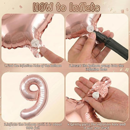 Rose Gold Number 9 Balloon 40 Inch, Radiant Blush Foil - Image 5