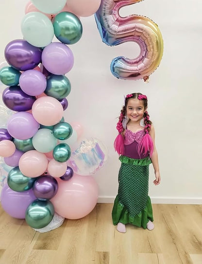 Mermaid Balloons, Glitter Metallic Purple Green Light Teal Balloon - Image 7