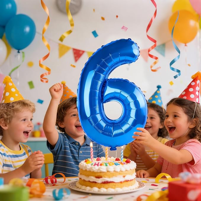 40 Inch Number 6 Balloons for 6th Birthday Party Decorations, 0-100 Dark Blue - Image 2