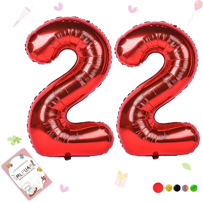 40 inch Number Balloon 0-9 Red Large Number 22 Balloons, Digital Balloons by Smlpuame