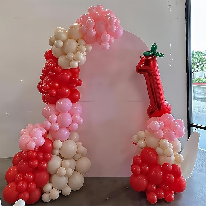 HILAVO Pink and Red Balloon Arch Kit Cherry Balloon Garland 91Pcs Red Baby Pink - Image 4