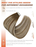 Sunny Hair Tape in Hair Extensions Medium Brown Balayage Blonde Tape in Hair Extensions Human Hair, 14 inch Remy Hair Extensions Tape in 20Pcs 50g
