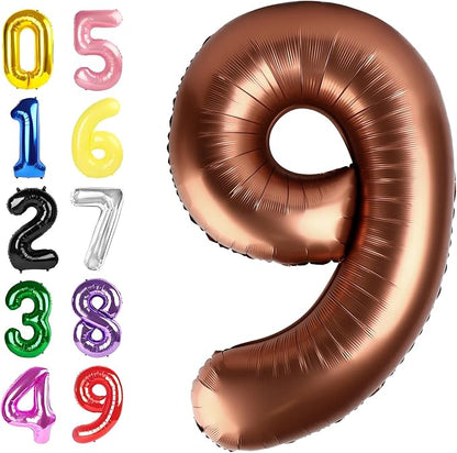 Number 8 Balloons 40 Inch Coffee Brown Balloon by Argthjy