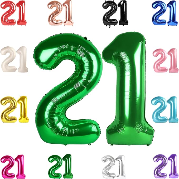 Green Number 21 Balloon 40 Inch by IWERP