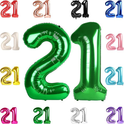 Green Number 21 Balloon 40 Inch by IWERP