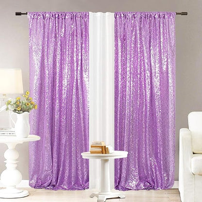 Eternal Beauty Lavender Sequin Backdrop Curtains, 2 Panels 2x8FT | 3mm Sparkle - Image 4