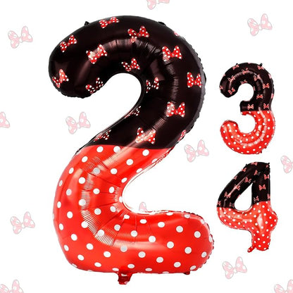 40 Inch Red Cartoon Mouse Number 2 Balloon, Birthday Party Decorations | Black by AXBMM