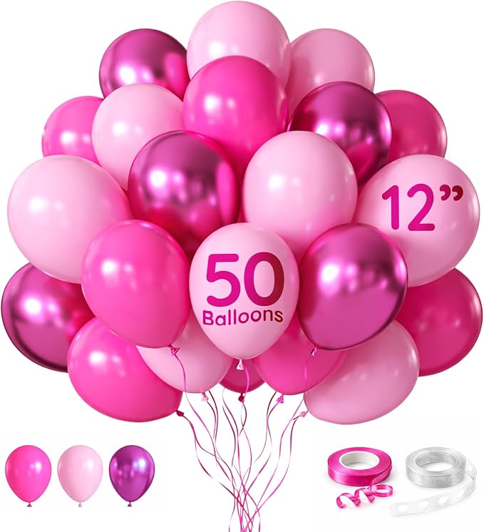 ZENO 50pcs Pink Balloons 12 Inch Helium Grade Latex Balloons by Unknown
