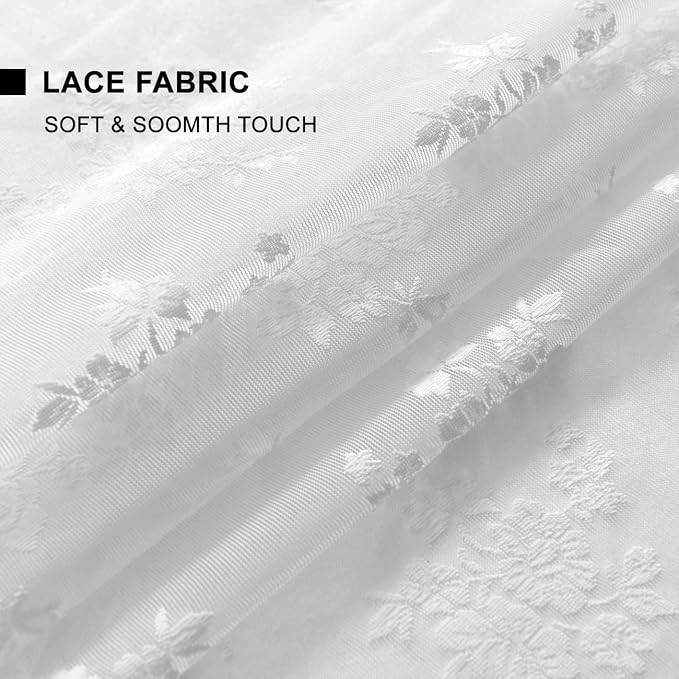 Kotile White Vintage Lace Curtains - Image 7
