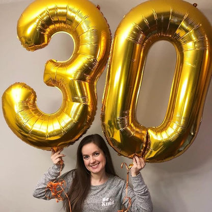 Gold Number 30 Balloons, 40 Inch Gold Mylar Foil Number 3 & 0 Balloons - Image 4