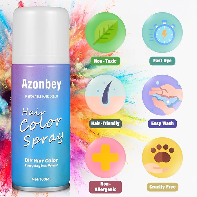 Halloween Hair Spray,Temporary Hair Color Spray for Women Kids Men,Washable Hairspray,Colored Hair Spray,Color Hairspray for Halloween,Party,Cosplay,Christmas Day (03#Blue)