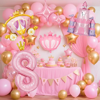 Minyu 6-Piece Princess Theme Party Decoration Set: Princess Carriage + Pink - Image 6