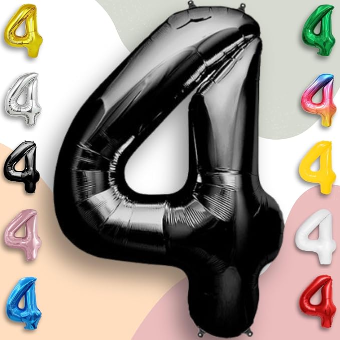 Black Number Balloon 4 Mylar Foil Balloons 40 inch - Image 6
