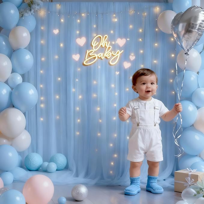 10x10ft Baby Blue Tulle Backdrop Curtain - Image 2