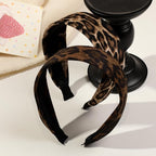 Ivyu 2 Pack Wide Leopard Headbands for Women, Non-Slip Elastic Hair Bands Soft Fabric Head Band for Daily Wear, Makeup, Travel Fashion Hair Accessories for Girls